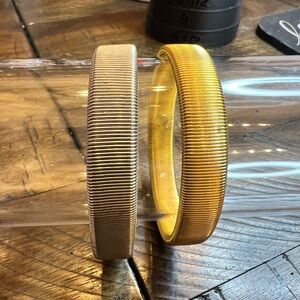 Gold and Silver Vintage Ribbed Stretch Bracelets Lot # 405